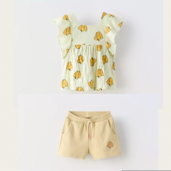 Zara Other - NWT Zara 1.5Y puppy dog ruffle shirt and plush shorts set